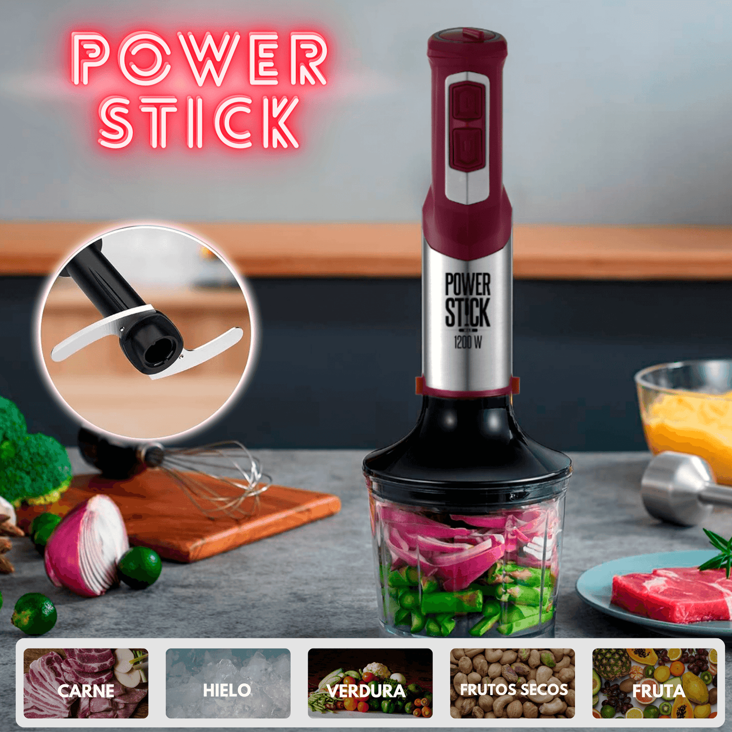 Batidora de mano Power Stick con Accesorios