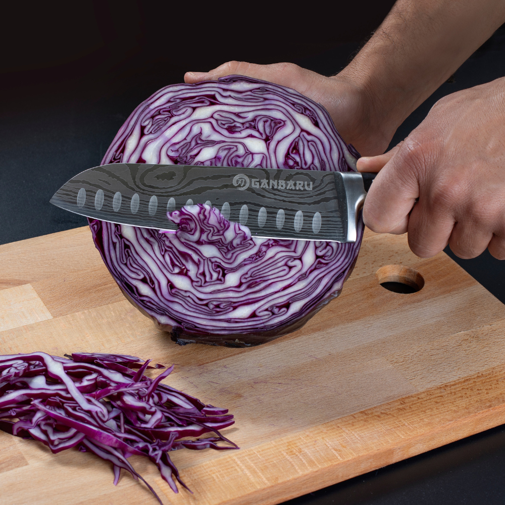 Set of 3 high-carbon steel Japanese kitchen knives. Professional kitchen knives with gift box.