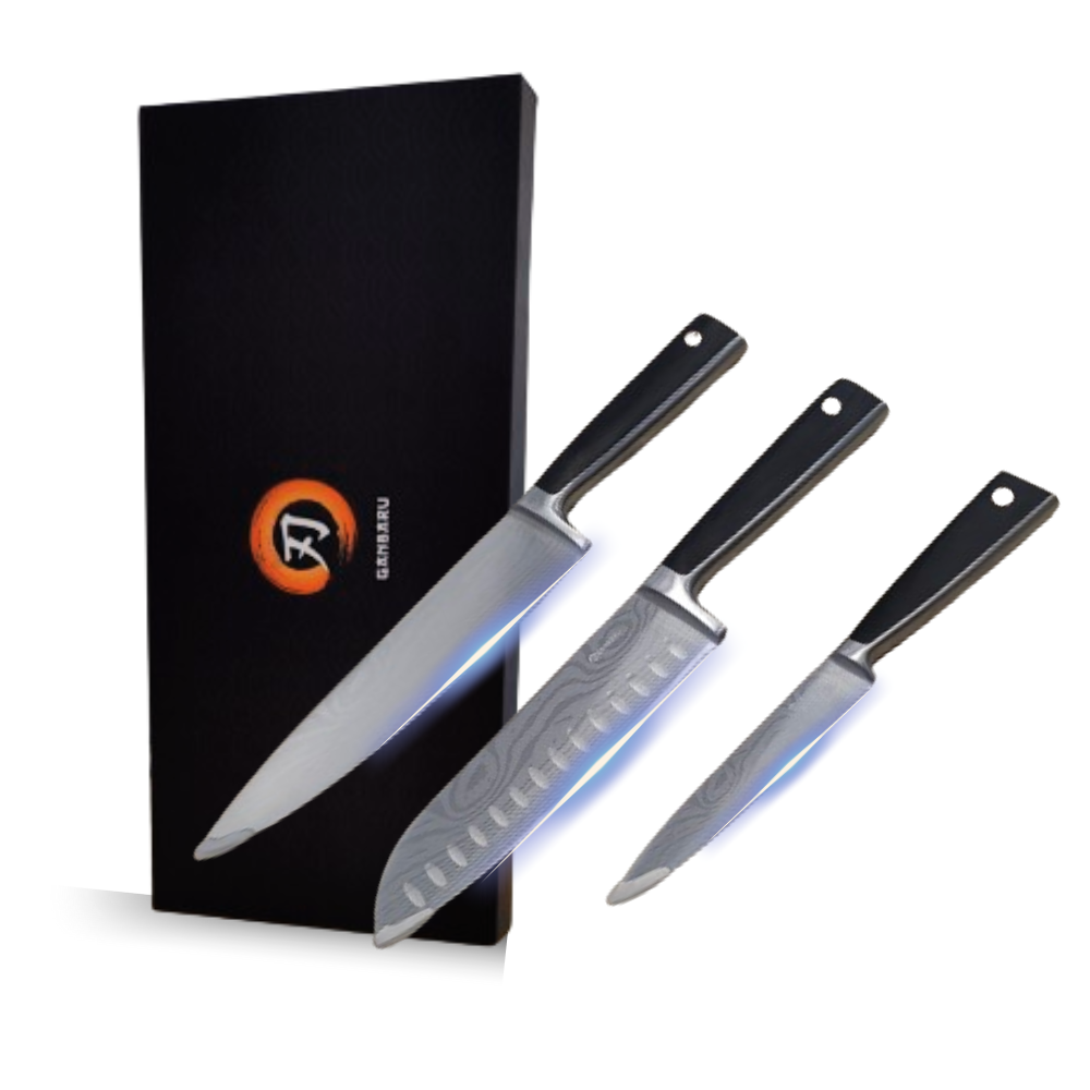 Set 3 cuchillos de cocina japoneses de acero de alto carbono