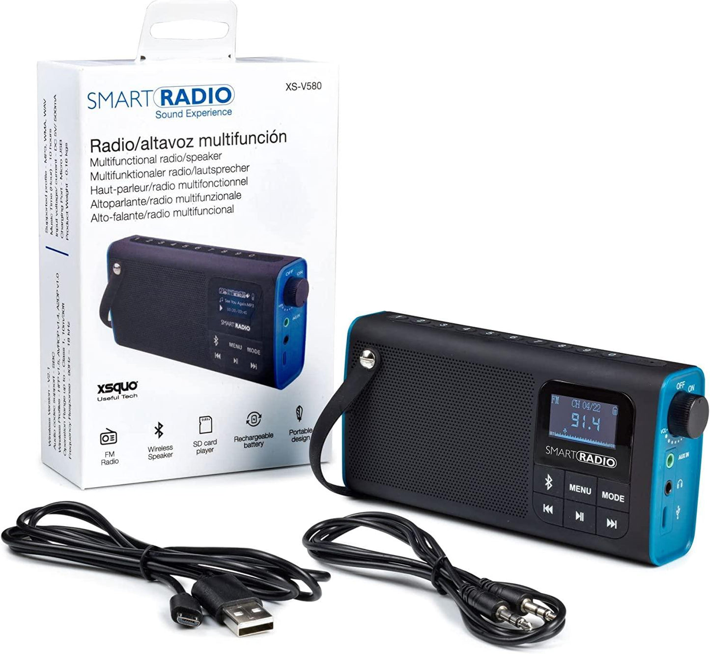 Radio FM con altavoz Bluetooth y batería Recargable