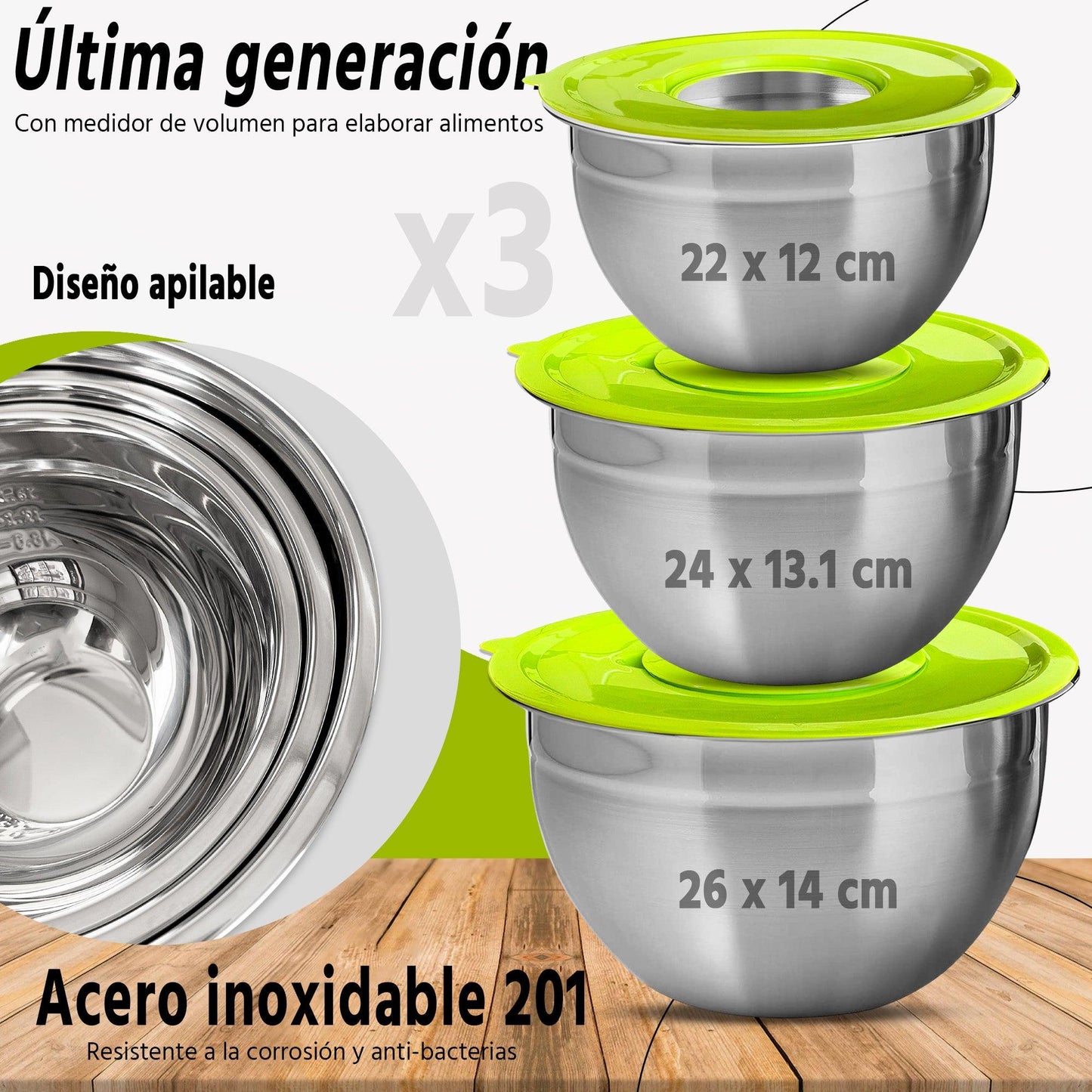 Set de 3 Boles de Acero Multi-función