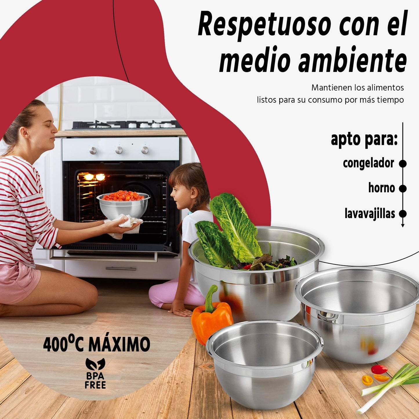 Set of 4 stainless steel bowls