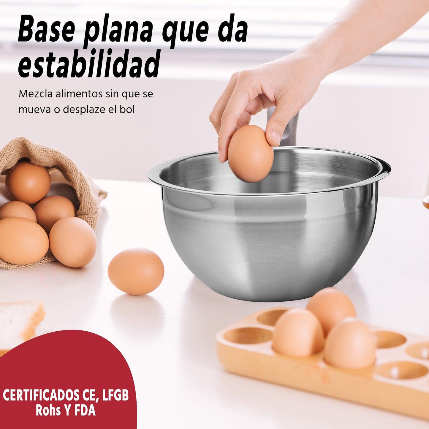 Set of 4 stainless steel bowls