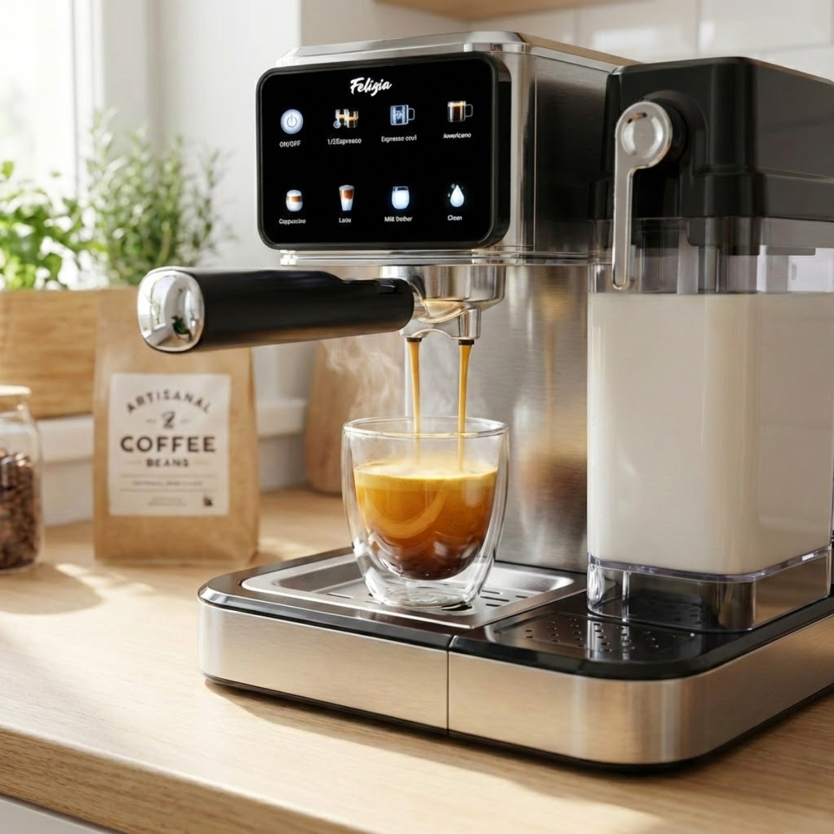 Felizia Latte - Cafetera Espresso Semiautomática 20 Bares