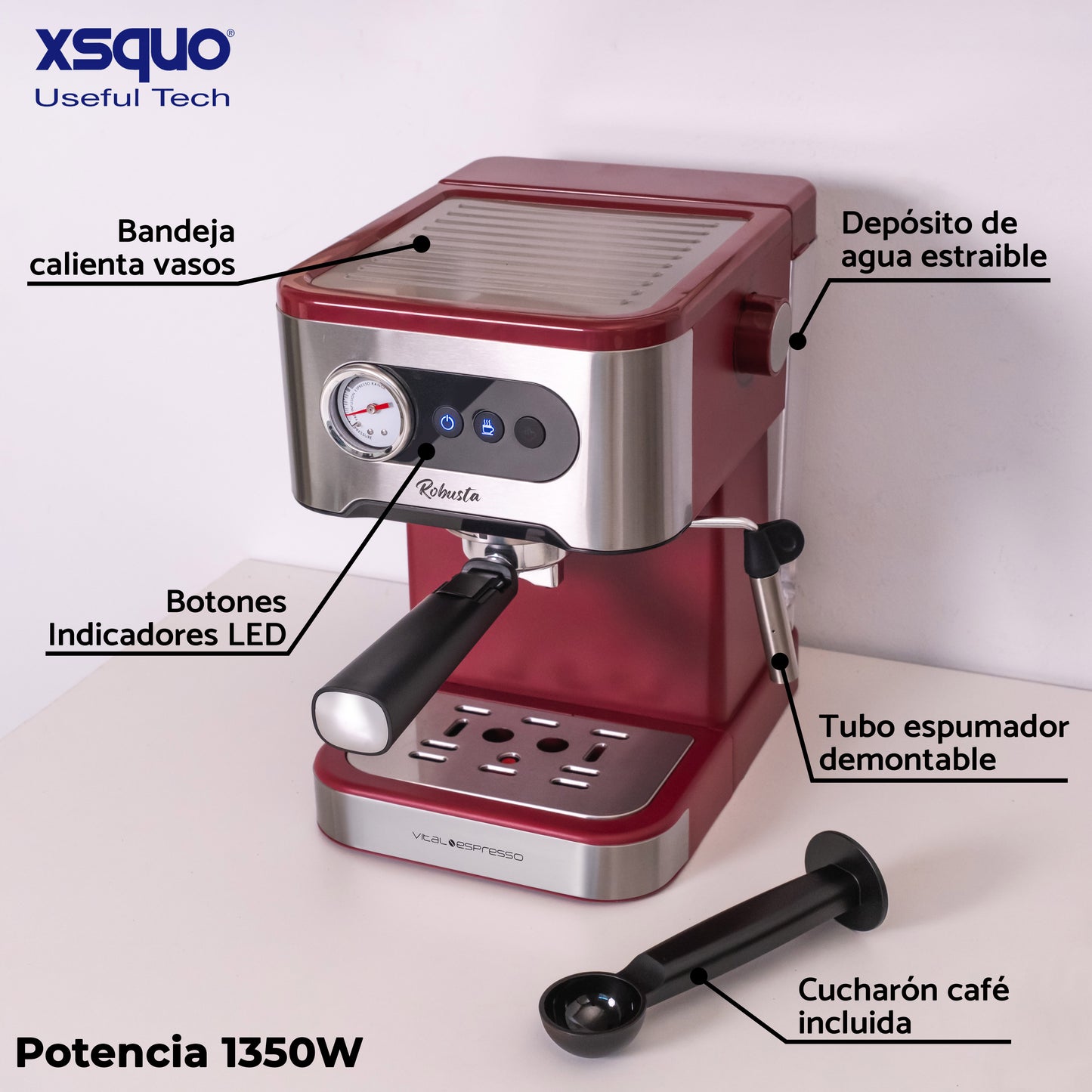 Cafetera Vital Espresso 1350W 20 Bares – XSQUO